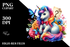 Colorful Baby Unicorn with Clue, PNG Product Image 2