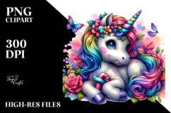 Colorful Baby Unicorn with Clue PNG Product Image 1