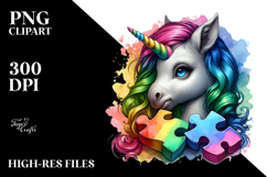 Colorful Baby Unicorn with Clue, PNG Product Image 2