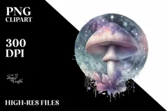 Mystical Celestial Mushroom,Watercolor PNG Product Image 3