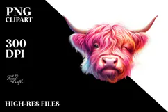Pink Highland Cow with Winking Heart PNG Product Image 2