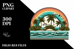 Vintage Tropical Island Rainbow Clipart Product Image 3