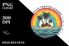 Vintage Tropical Island Rainbow Clipart Product Image 1