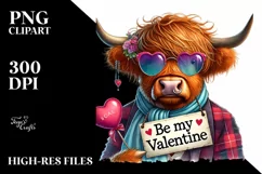 Highland Calf with Heart Shaped Sunglasses PNG Product Image 2