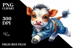 Happy Baby Cow Running PNG Product Image 1