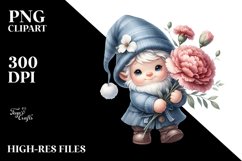 Cute Baby Gnome with Carnation, Transparent PNG Product Image 2