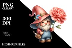 Cute Baby Gnome with Carnation, Transparent PNG Product Image 2