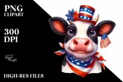 Watercolor Cow Portrait with Party Hat & Enthusiasm | Product Image 1
