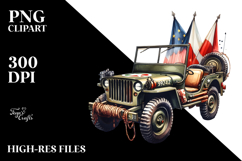 Vintage Oilish Jeep with Stars, High-Quality PNG Product Image 2