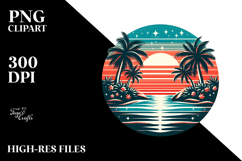 Tropical Island Sunset, Tshirt Style, Transparent PNG Product Image 2