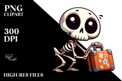 Goofy Skeleton with Travel Suitcase, Transparent PNG Product Image 2