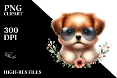Expressive Baby Dog with Sunglasses PNG Product Image 2