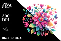 Simple Flower with Hearts, PNG Product Image 2