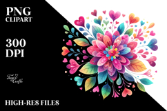 Simple Flower with Hearts, PNG Product Image 2