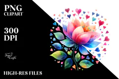 Colorful Flower with Heart Petals PNG Product Image 2