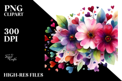Colorful Simple Flower with Heart Petals PNG Product Image 2