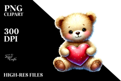 colorful baby bear with big heart PNG Product Image 2