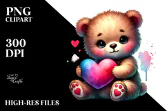 Baby Bear Heart Watercolor PNG Product Image 2