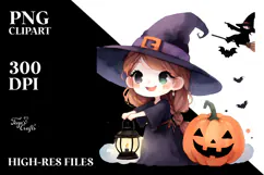 Simple Funny Witch Halloween Clipart PNG Product Image 2