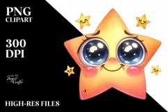 Simple Funny Star with Big Eyes, Transparent PNG Product Image 3