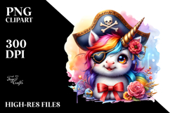 Colorful Baby Unicorn with Pirate&#039;s Eye Patch, PNG Product Image 2