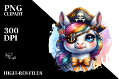 Colorful Baby Unicorn with Pirate&#039;s Eye Patch, PNG Product Image 2