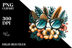 Retro Tropical Beach Waves Clipart PNG Product Image 2