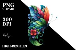 Butterfly with 3D Looking Flowers PNG Product Image 1