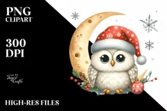 Cute Winter Owl with Santa Hat PNG Product Image 1