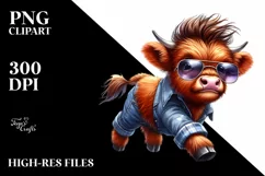 Cute Baby Highlandcow Running PNG Product Image 3
