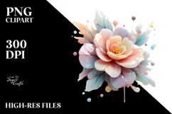 Abstract Pastel Glossy Camellia, PNG Product Image 2