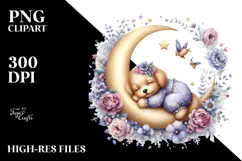 Cute Baby Puppy Christmas Moon PNG Product Image 2