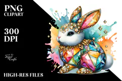 Diamond Bunny on Splashy Background, PNG Product Image 2