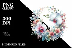 Sublimation Colorful Wreath with Small Orchid Clipart Product Image 1