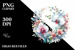 Colorful Wreath with Orchid | Sublimation Clipart Product Image 1
