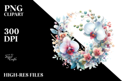 Colorful Wreath with Orchid | Sublimation Clipart Product Image 2