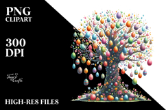 Colorful Tree with Hanging Eggs PNG Product Image 2
