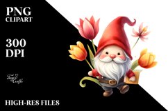 Cute Gnome Using Tulip | Sublimation | Clipart Product Image 1