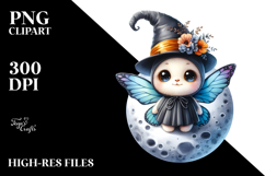 Cute Butterfly Standing on Moon PNG Product Image 2