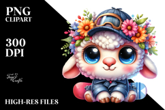 Vibrant Baby Lamb with Flower Crown PNG Product Image 2