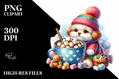 Cute Dog with Hot Cocoa, Transparent PNG Product Image 3