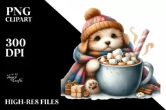 Cute Dog with Hot Cocoa, Transparent PNG Product Image 1