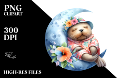 Watercolor Baby Walrus Dressed for Summer, PNG Product Image 2