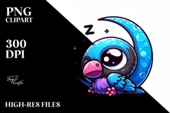 Small Baby Raven Moon Nap | Clipart Product Image 3
