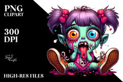 Funny Ghoul Girl with Mismatched Shoes PNG Product Image 2