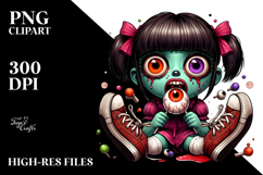Funny Ghoul Girl with Mismatched Shoes, Vibrant PNG Product Image 2