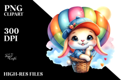 Smiling Cute Watercolor Baby Bunny PNG Product Image 2