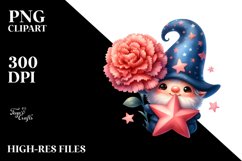 Cute GNOME with Carnation PNG Product Image 2