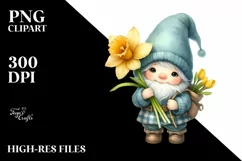Cute Baby Gnome with Narcissus, Transparent PNG Product Image 2