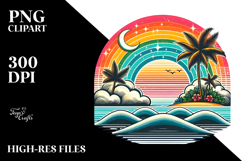 Retro Rainbow Sunset Tshirt PNG Product Image 2
